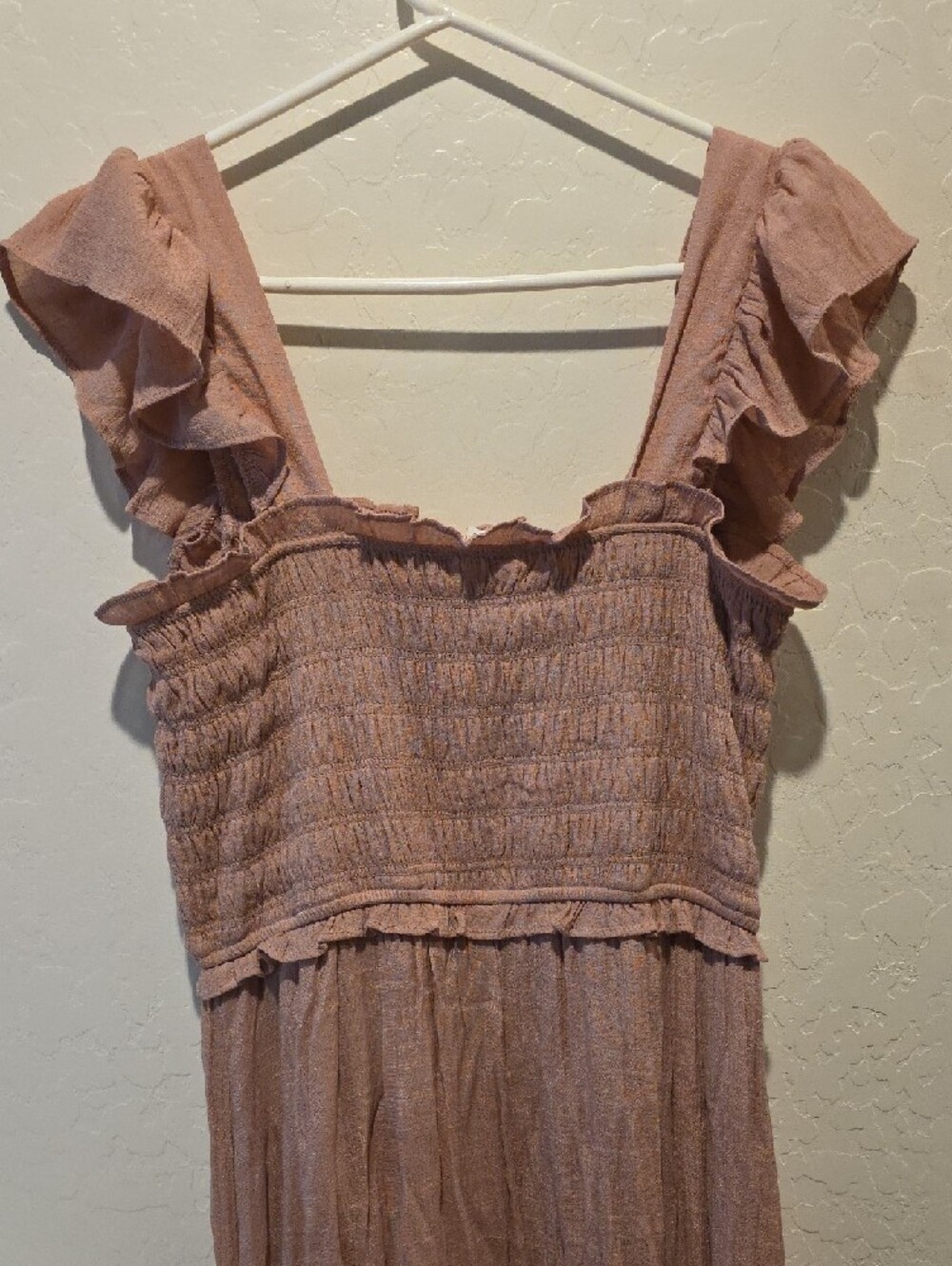 Smocked Ruffle Strap Maxi Dress - Blush Pink - Picture 4 of 8